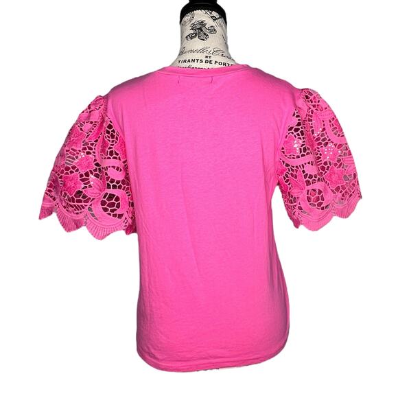On Twelfth (S) Floral Sequin Sleeve Chest "The Key West Top" Short Sleeve Shirt - Picture 5 of 11